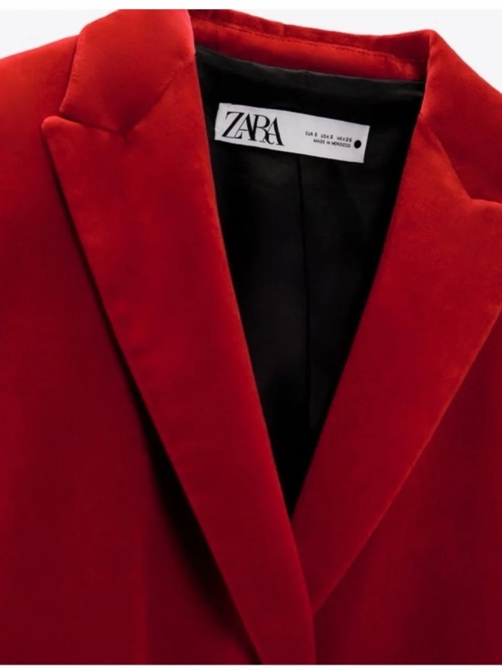 Zara Red Velvet Single-Button Tailored Blazer, NWOT, Sz M - Picture 3 of 8